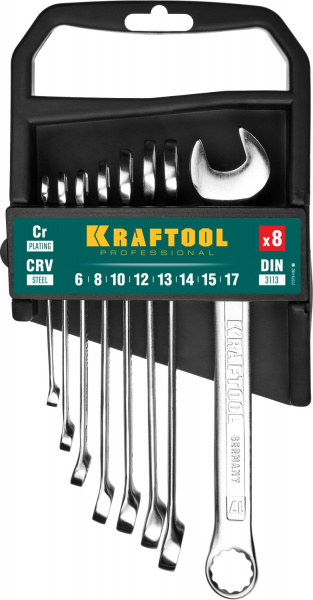 KRAFTOOL 8 шт, 6 - 17 мм, набор комбинированных гаечных ключей (27079-H8C)