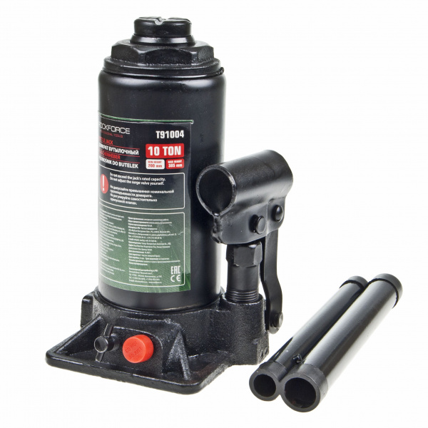 Домкрат гидравлический RF-T91004(DS) бутылочный с клапаном 10т (выс.подъема 200-385мм) ROCKFORCE /1/5