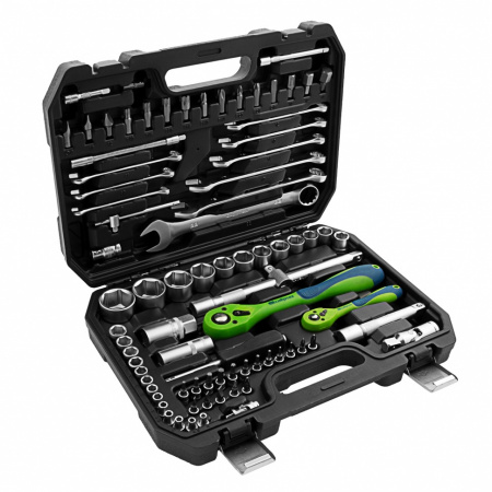 Набор инструментов 82 предмета, CrV, 1/2", 1/4" Сибртех