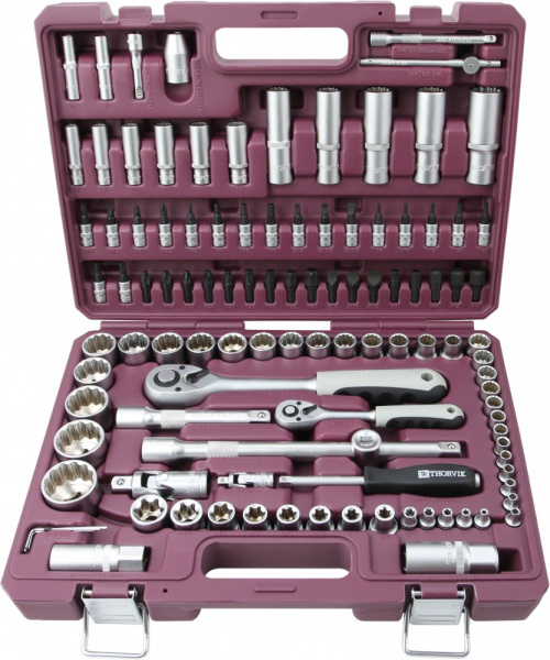 TS108/12 Набор инструмента универсальный 1/4", 1/2"DR с головками торцевыми 12-гранными, 108 предметов TS108/12 Набор инструмента универсальный 1/4", 1/2"DR с головками торцевыми 12-гранными, 108 предметов