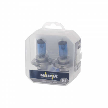 Автолампа H4 (100/90) P43t-38 RANGE POWER WHITE 4500K (2шт+2шт W5W) 12V NARVA /1/10
