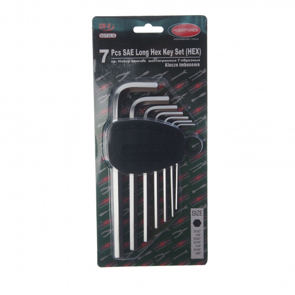 Набор ключей RF-5072LS Г-образных 6-гранных длинных, 7пр.(3/32", 1/8", 5/32", 3/16", 1/4", 5/16", 3/8") в пластиковом держателе ROCKFORCE /1 Набор ключей RF-5072LS Г-образных 6-гранных длинных, 7пр.(3/32", 1/8", 5/32", 3/16", 1/4", 5/16", 3/8") в пластиковом держателе ROCKFORCE /1