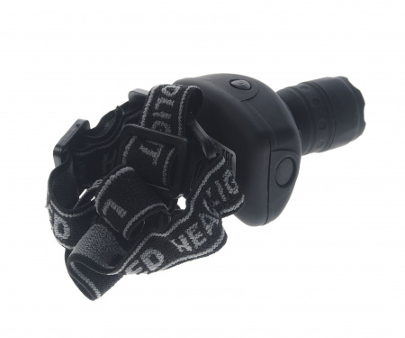 Фонарь UF-5354 1 LED BLACK с коллиматорной линзой головной, 3 режима, 3*ААА ULTRAFLASH /1/10/100