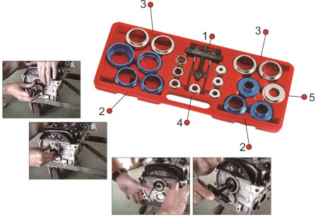 JTC Набор инструментов для демонтажа сальников коленвала 27-58мм в кейсе JTC