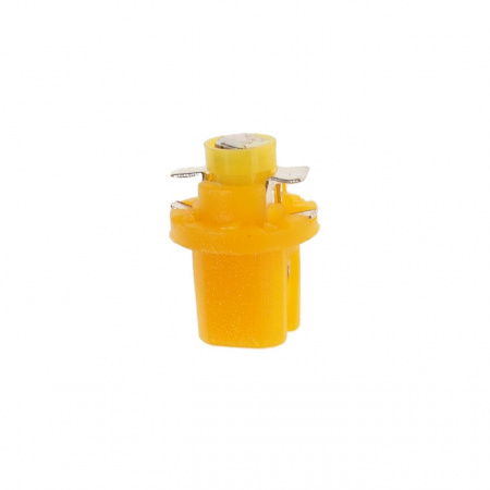 Автолампа T5 (W2*4.6d с патроном B8.5d) 1 SMD 3528  YELLOW 8лм   12V MEGAPOWER /10 /100