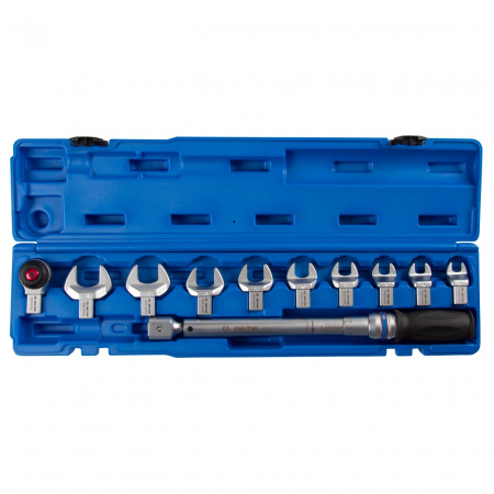 Динамометрический ключ 14х18 мм, 20-100 Нм, "FIT", с набором рожковых насадок 13-30 мм, кейс KING TONY 345201D11MR