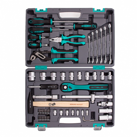 Набор инструментов, 1/2", Cr-V, S2, усиленный кейс, 58 предметов Stels Набор инструментов, 1/2", Cr-V, S2, усиленный кейс, 58 предметов Stels