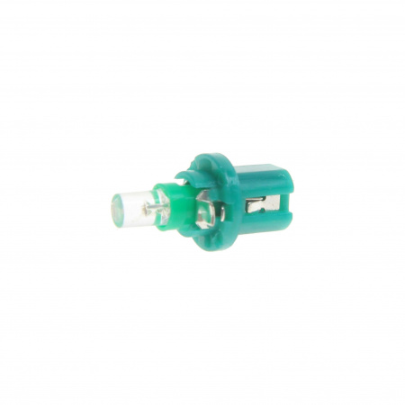 Автолампа T5 (W2*4.6d с патроном B8.5d) 1 LED CONE  GREEN 4лм   12V MEGAPOWER /10 /100
