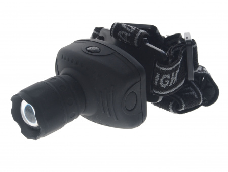 Фонарь UF-5354 1 LED BLACK с коллиматорной линзой головной, 3 режима, 3*ААА ULTRAFLASH /1/10/100