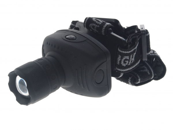 Фонарь UF-5354 1 LED BLACK с коллиматорной линзой головной, 3 режима, 3*ААА ULTRAFLASH /1/10/100