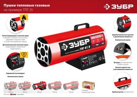 ЗУБР 80 кВт, газовая тепловая пушка (ТПГ-80)