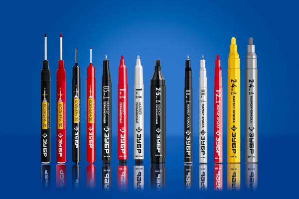 ЗУБР Колибри-20 черный, наконечник L 20 мм, ᴓ 2 мм, перманентный маркер для отверстий (06328-2)