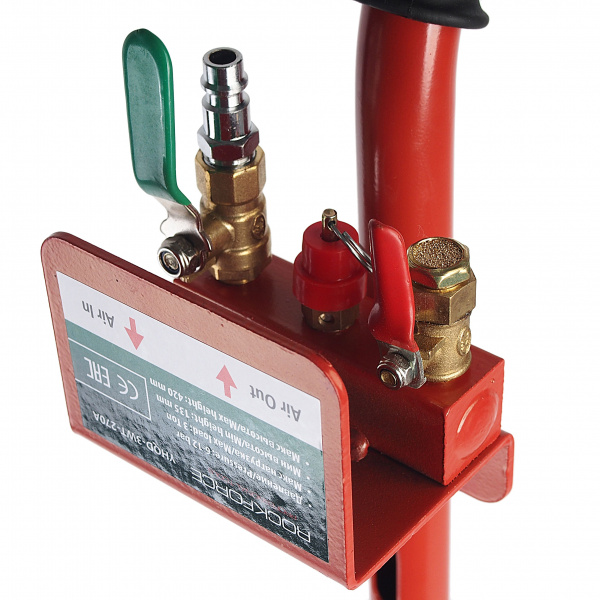 Домкрат подкатной пневматический 3т(6-12bar, h min 135мм, h max 420мм, 3 подушки, Ø270мм) ROCKFORCE /1