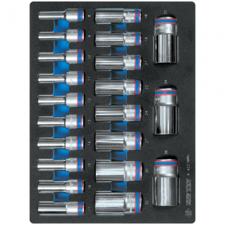 Набор глубоких торцевых головок 1/2", двенадцатигранные, 8-36 мм, ложемент, 21 предмет KING TONY 9-4221MRV Набор глубоких торцевых головок 1/2", двенадцатигранные, 8-36 мм, ложемент, 21 предмет KING TONY 9-4221MRV