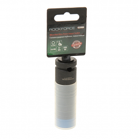 Головка торцевая 17мм 1/2" 6-гранная ударная удлиненная L=150мм тонкостенная в защитном кожухе ROCKFORCE RF-44517T /1/100