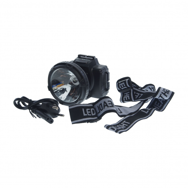 Фонарь UF-5364 1 LED BLACK с коллиматорной линзой головной с аккумулятором, 2 режима 220V ULTRAFLASH /1/5/100