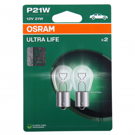 Автолампа P21W (BA15s) ULTRA LIFE 12V (блистер, 2шт) OSRAM /1/10/50