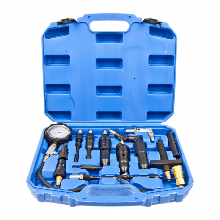Тестер компрессии дизельного двигателя RF-916G2 13пр. манометр в комплекте с переходниками, в кейсе ROCKFORCE /1/5