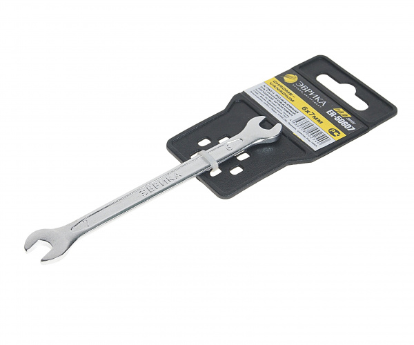 Ключ рожковый  6x7мм ER-50607 (Chrome vanadium) на держателе PRO ЭВРИКА 1/25/300