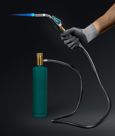 KRAFTOOL KS-8000, со шлангом 1.4м с пьезоподжигом на баллон турбо нагрев + 30% 2000°C, Газовая горелка Blue Fire (55512)