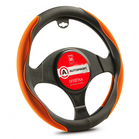 Оплетка руля AP-2021 BLACK/BROWN (M) софттач + синтетический нубук, AUTOPROFI 1/20