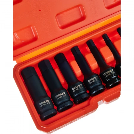 Набор головок ударных HEX, H6-H19, 8 шт, 1/2"DR Gigant G-12H6H19
