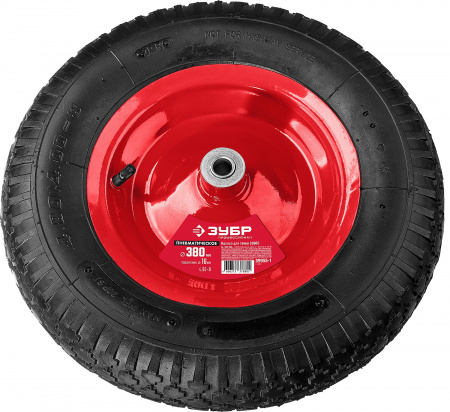 ЗУБР КП-1, 4″ х 380 мм, для тачки (арт. 39960), стальной диск, подшипник - 16 мм, пневматическое колесо (39955-1)