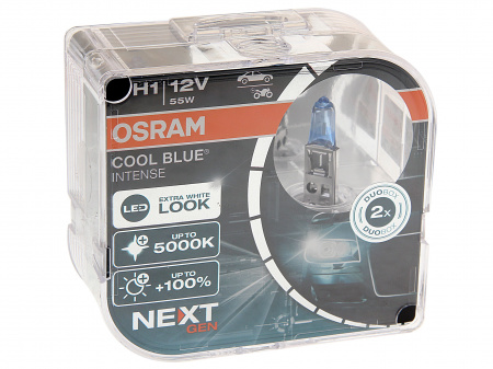 Автолампа H1 (55) P14.5s+100% COOL BLUE INTENSE (NextGen) (евробокс, 2шт) до 5000K 12V OSRAM /1/10/100