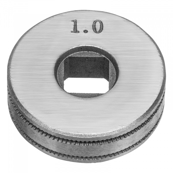 Подающий ролик, U профиль зубчатый под флюсовую проволоку 0,8-1мм посадка квадрат, 2 шт Denzel Подающий ролик, U профиль зубчатый под флюсовую проволоку 0,8-1мм посадка квадрат, 2 шт Denzel