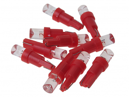 Автолампа T5 (W2*4.6d) 1 LED CONE RED 12V MEGA ELECTRIC/10
