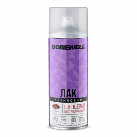 Лак аэроз. универс. акриловый глянцевый 520мл Donewell DW-9002 (12)