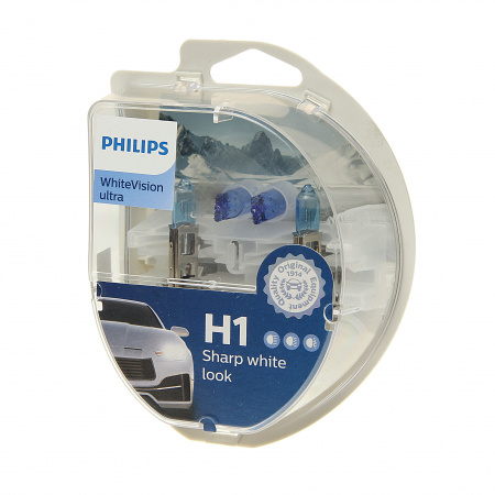 Автолампа H1 (55) P14,5s WhiteVision ultra 3700K (2шт+2шт W5W) 12V PHILIPS /1/10