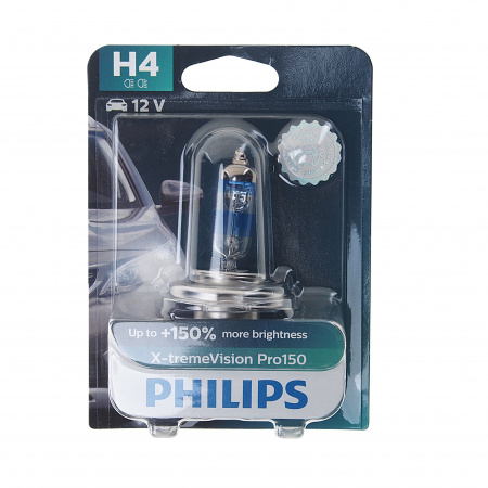 Автолампа H4 (60/55) P43t-38+150% X-tremeVision Pro150 (блистер) 3700К 12V PHILIPS /1/5