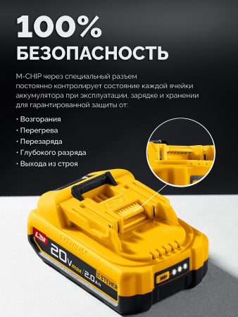 STEHER 20 В, 40 Н·м, 2 АКБ LMS (2 А·ч), ударная дрель-шуруповерт, сумка (CDS-40-22)