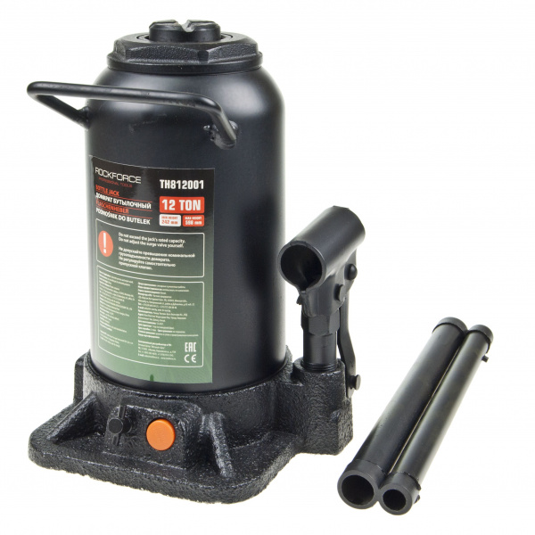 Домкрат гидравлический RF-TH812001 бутылочный с двумя штоками 12т (выс.подъема 242-598мм) ROCKFORCE /1/2