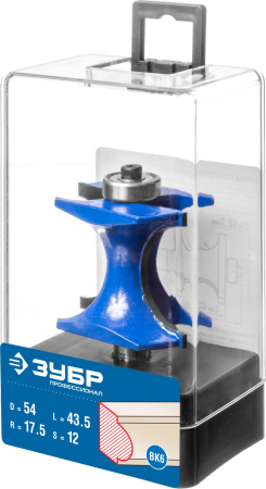 ЗУБР 54 x 51 мм, радиус 12.7 мм, фреза полустержневая с подшипником, Профессионал (28722-54)