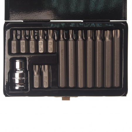 Набор бит RF-4156 TORX с битодержателем,15пр. 1/2"(L: 30/75мм; Т20,Т25,Т30,Т40,Т45,Т50,Т55), в металлическом кейсе ROCKFORCE /1