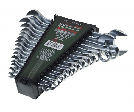 Набор ключей комбинированных и рожковых RF-5199: 16пр.(6х7,8х9,10,11,12,13,14,15,16,17,18,19,22,24,27х30,32х36мм),в пластиковом держ.ROCKFORCE /1/10