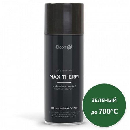 Эмаль аэроз. термостойкая 700град  зеленая 520мл Elcon MAX THERM (12)