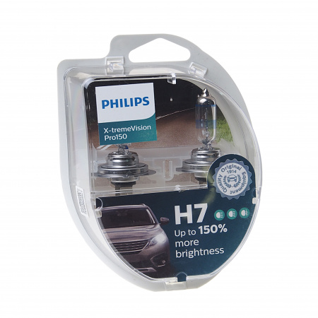 Автолампа H7 (55) PX26d+150% X-tremeVision Pro150 (2шт) 12V PHILIPS /1/5