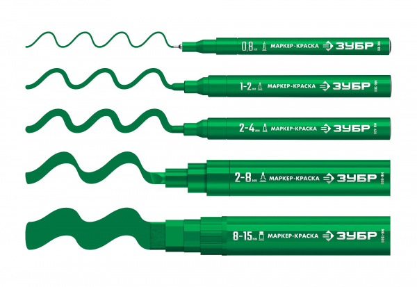 ЗУБР МК-400 зеленый, 2-4 мм маркер-краска (06325-4)