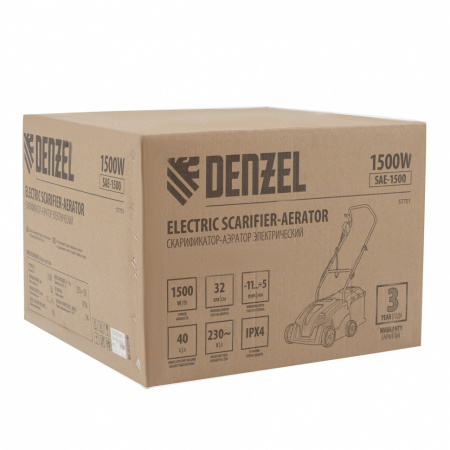 Скарификатор-аэратор  электрический SAE-1500, 1500 Вт, -11/+5 мм, 32 cм Denzel