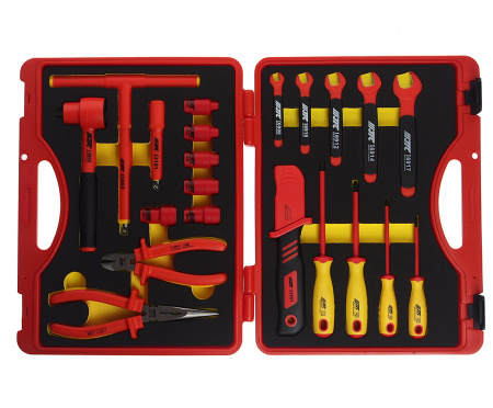 JTC Набор инструментов 22 предмета слесарно-монтажный 3/8" 10-24мм изолированных в кейсе JTC