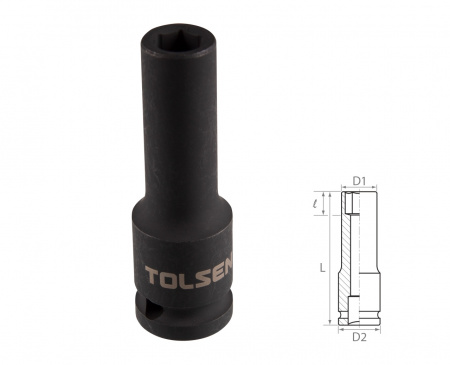 Головка торцевая ударная глубокая шестигранная 1/2", 10 мм TOLSEN TT18260