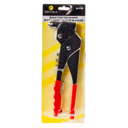 Заклепочник ER-17180: ручной вытяжной с поворотной головкой 360град. (ø заклепок: 2.4; 3.2; 4; 4.8мм) 180мм в блистере ЭВРИКА /1/25
