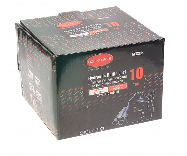 Домкрат гидравлический RF-TH810002 бутылочный низкопрофильный с двумя штоками 10т (выс.подъема 125-215мм) ROCKFORCE /1