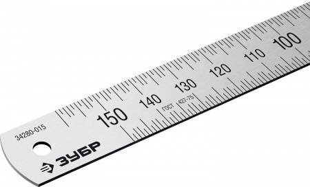 ЗУБР Про-15, длина 0.15 м, усиленная нержавеющая линейка, Профессионал (34280-015)