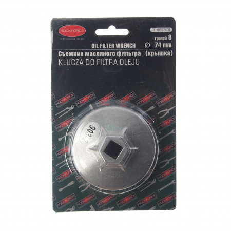 Съемник RF-10687408 масляного фильтра "крышка" Ø 74мм х 8гр, в блистере ROCKFORCE /1