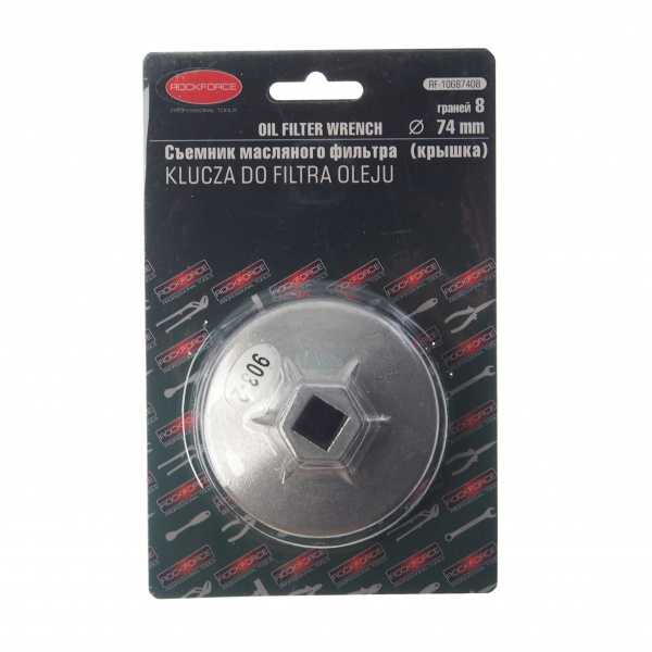 Съемник RF-10687408 масляного фильтра "крышка" Ø 74мм х 8гр, в блистере ROCKFORCE /1