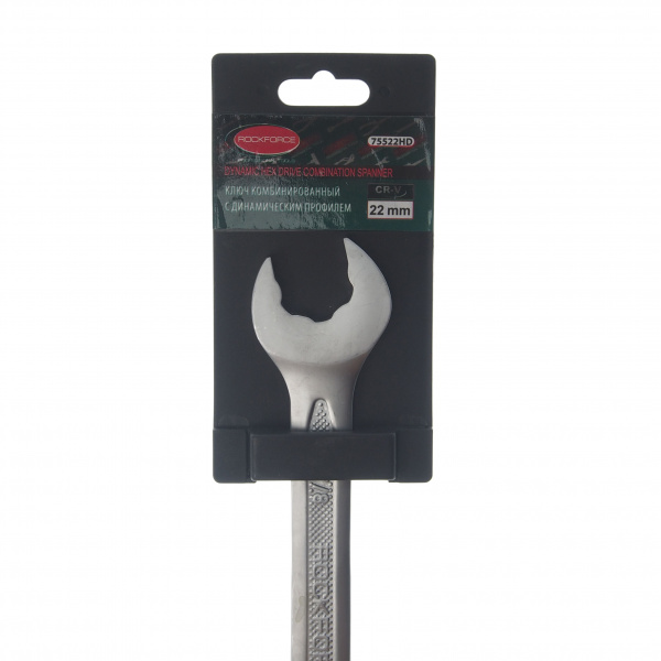 Ключ комбинированный 22мм RF-75522HD с динамическим профилем на пластиковом держателе ROCKFORCE /1/10